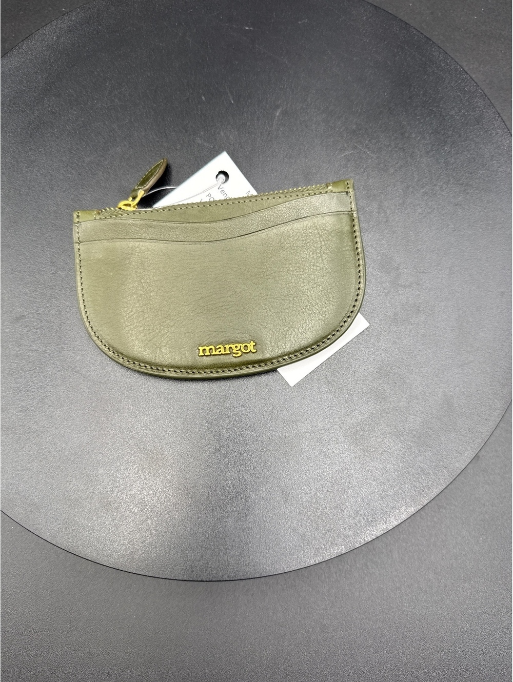 Margot Olive Green Leather Card Holder Wallet with Zip